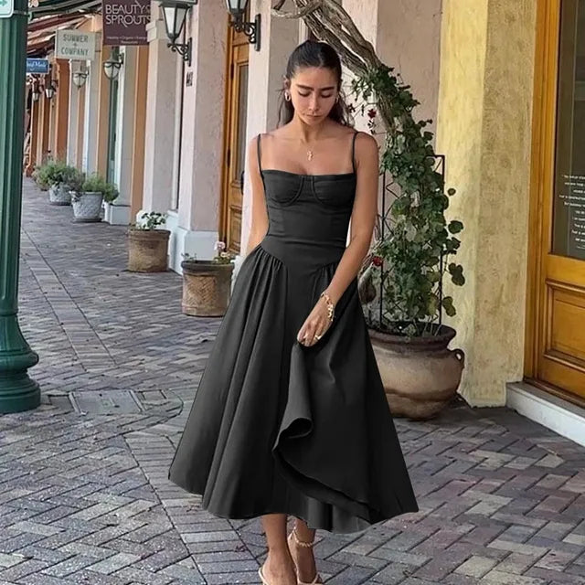 Helles Damen Partykleid im Korsett-Stil, ärmellos, für eine fröhliche und modische Ausstrahlung.