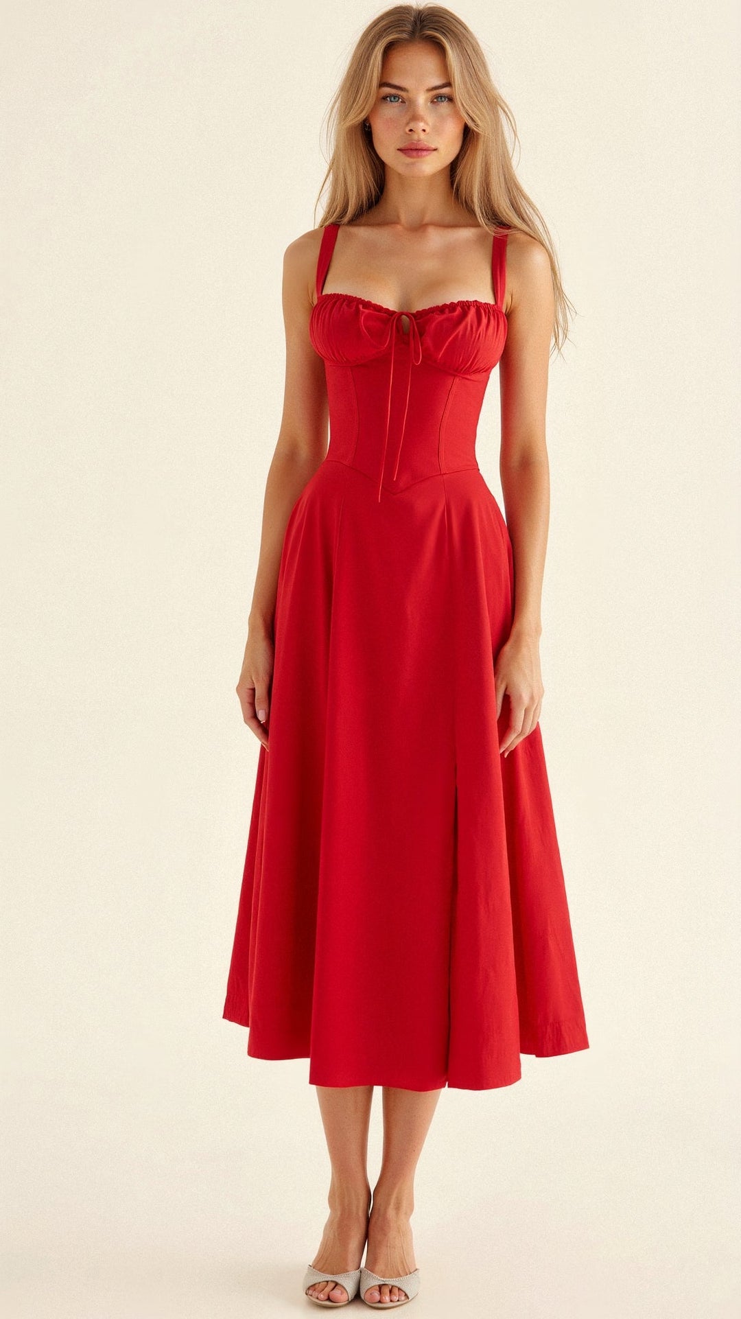 Schmeichelhaftes Damen Taillenkleid, elegant und figurbetont, ideal als Freizeit-, Sommer- oder Partykleid.