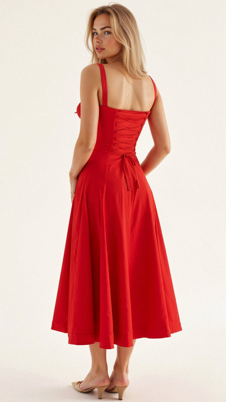 Stilvolles figurbetontes Damenkleid mit Taillenakzent, perfekt für elegante Auftritte und Sommerfeste.