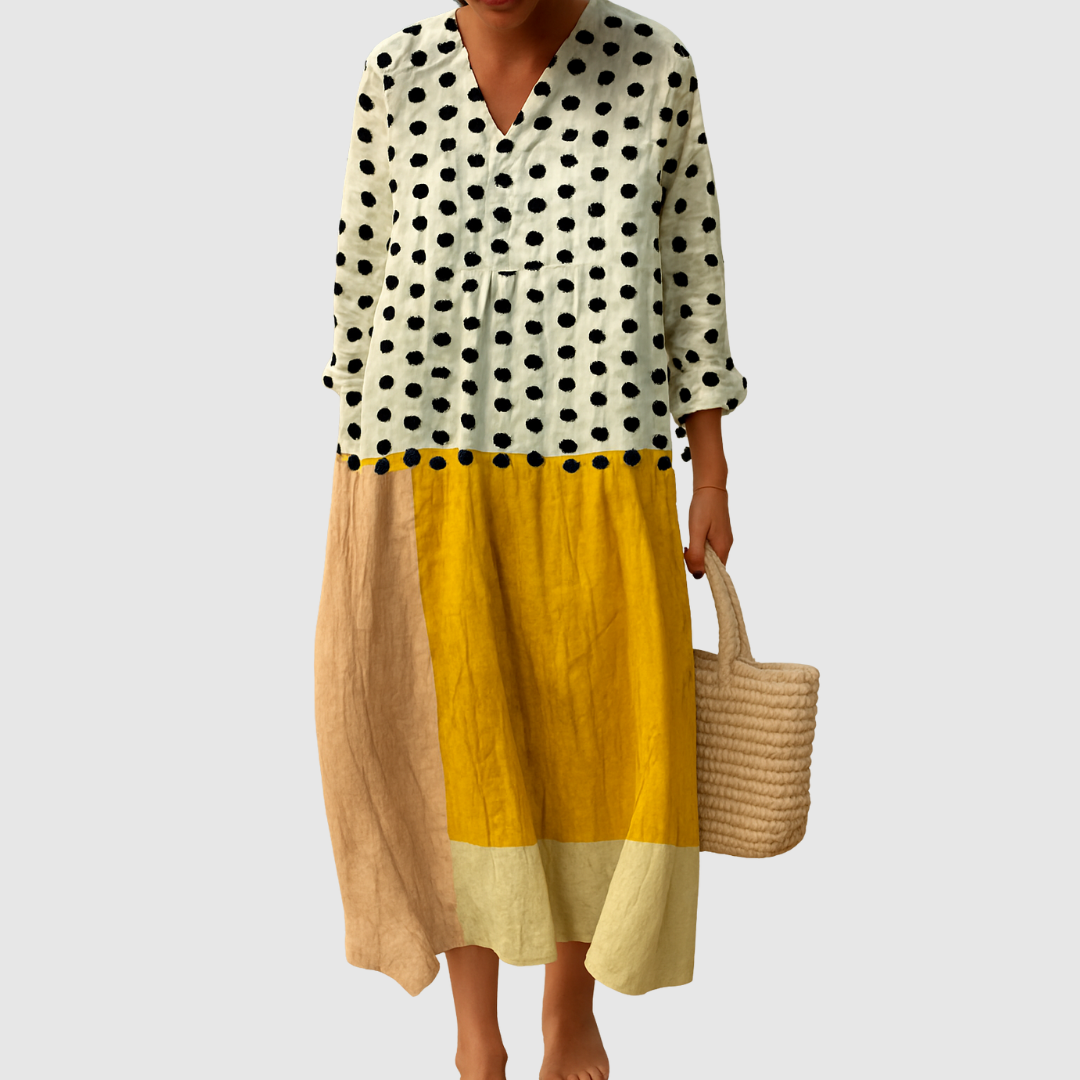 Elegantes, fließendes Damen Sunray Midikleid für den Sommer, ideal für Freizeit und besondere Anlässe.
