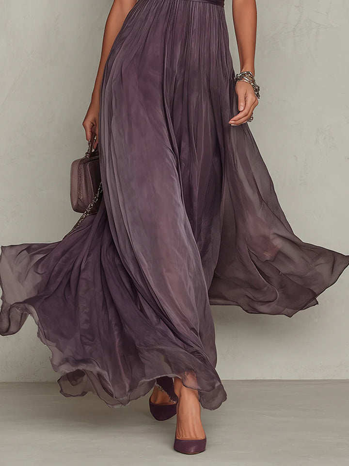 Lila Vintage Damen Maxikleid, elegant & komfortabel. Ein vielseitiges Freizeitkleid für warme Sommertage.
