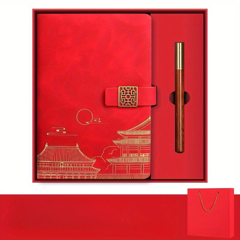 Vollständiges Büroset in Matcha Grün: Notizbuch, langlebige Thermosflasche und Kugelschreiber.