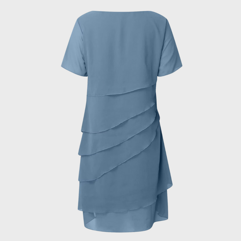 Leichtes, fließendes Damen Chiffonkleid mit Schichten. Vielseitig als elegantes Sommerkleid oder Partykleid.