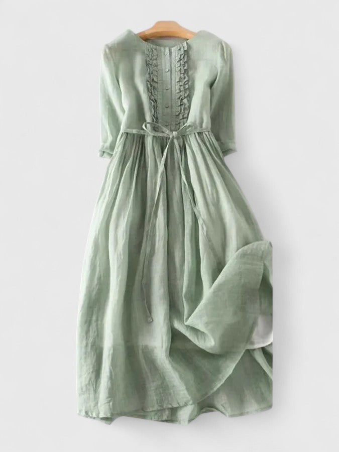 Elegantes grünes Damen Midikleid für vielseitige Anlässe, stilvoll und zeitlos. Perfekte Damenmode.