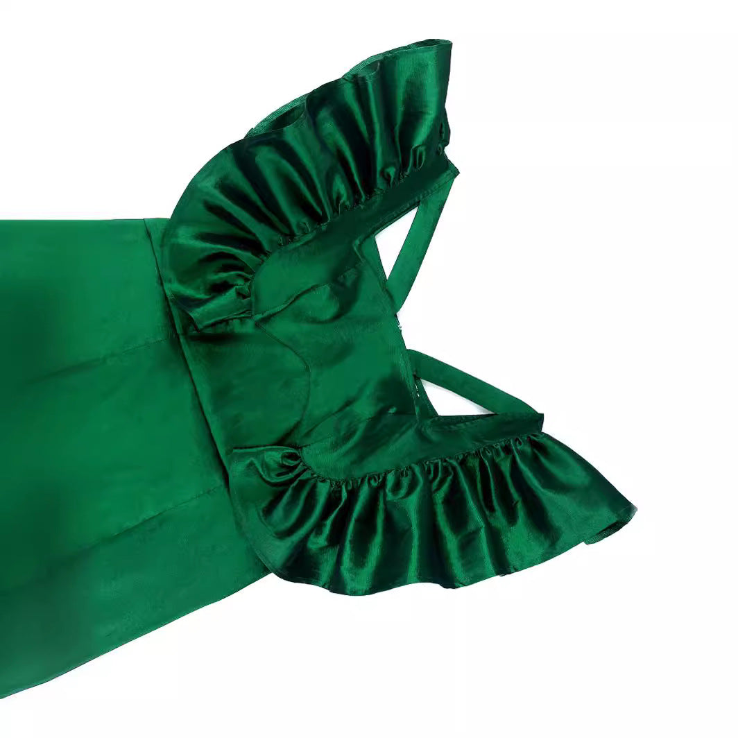Grünes Partykleid für Damen, elegantes Midikleid mit trendigen voluminösen Puffärmeln, schmeichelhaft und schick.