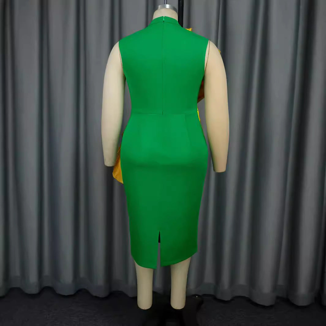 Grünes Festkleid für Frauen, elegantes Cocktailkleid mit Rüschendetails und fließendem Stoff, ideal für besondere Nächte.