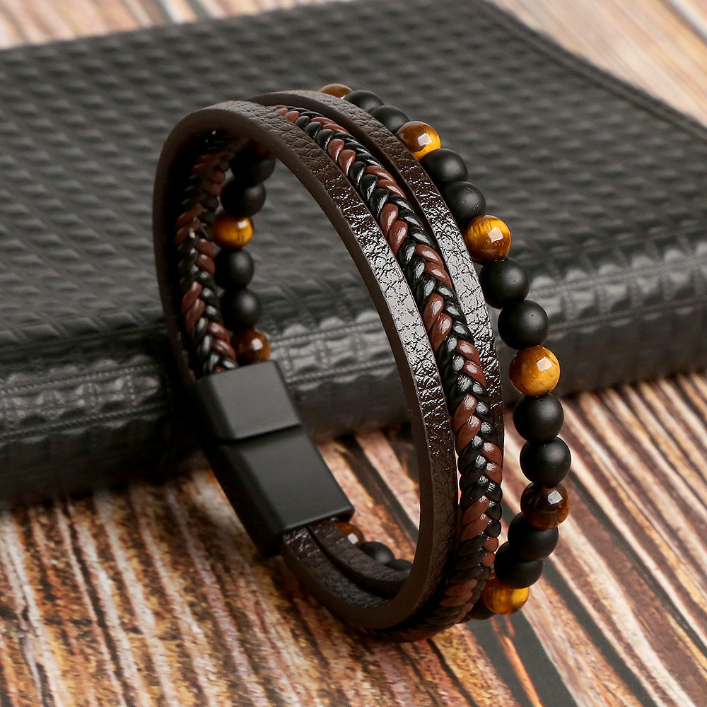 Elegantes Herren Armbandset aus Leder, modern und stilvoll, für den Mann.