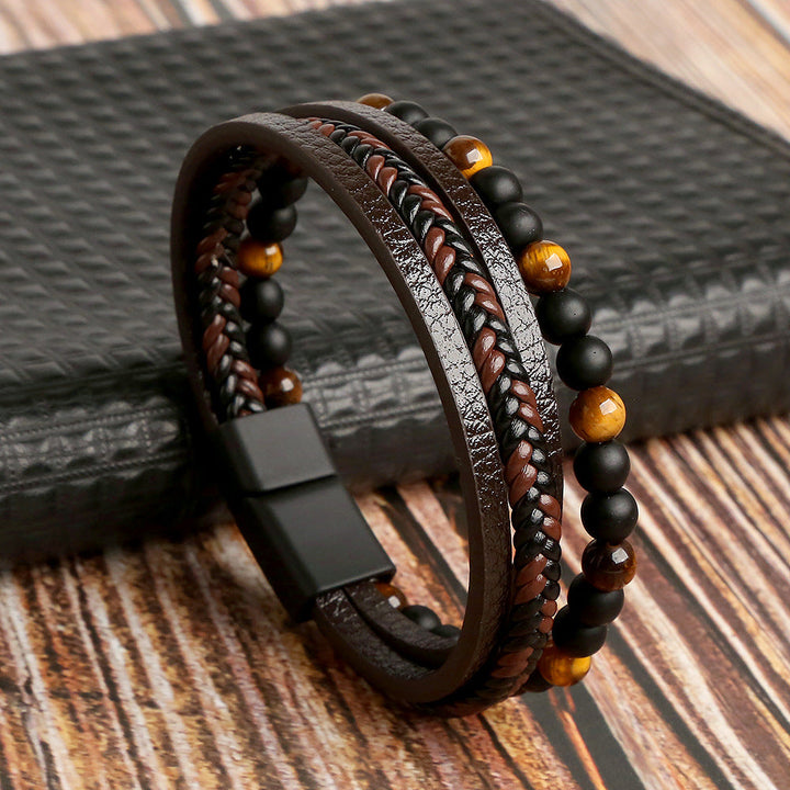 Elegantes Herren Armbandset aus Leder, modern und stilvoll, für den Mann.