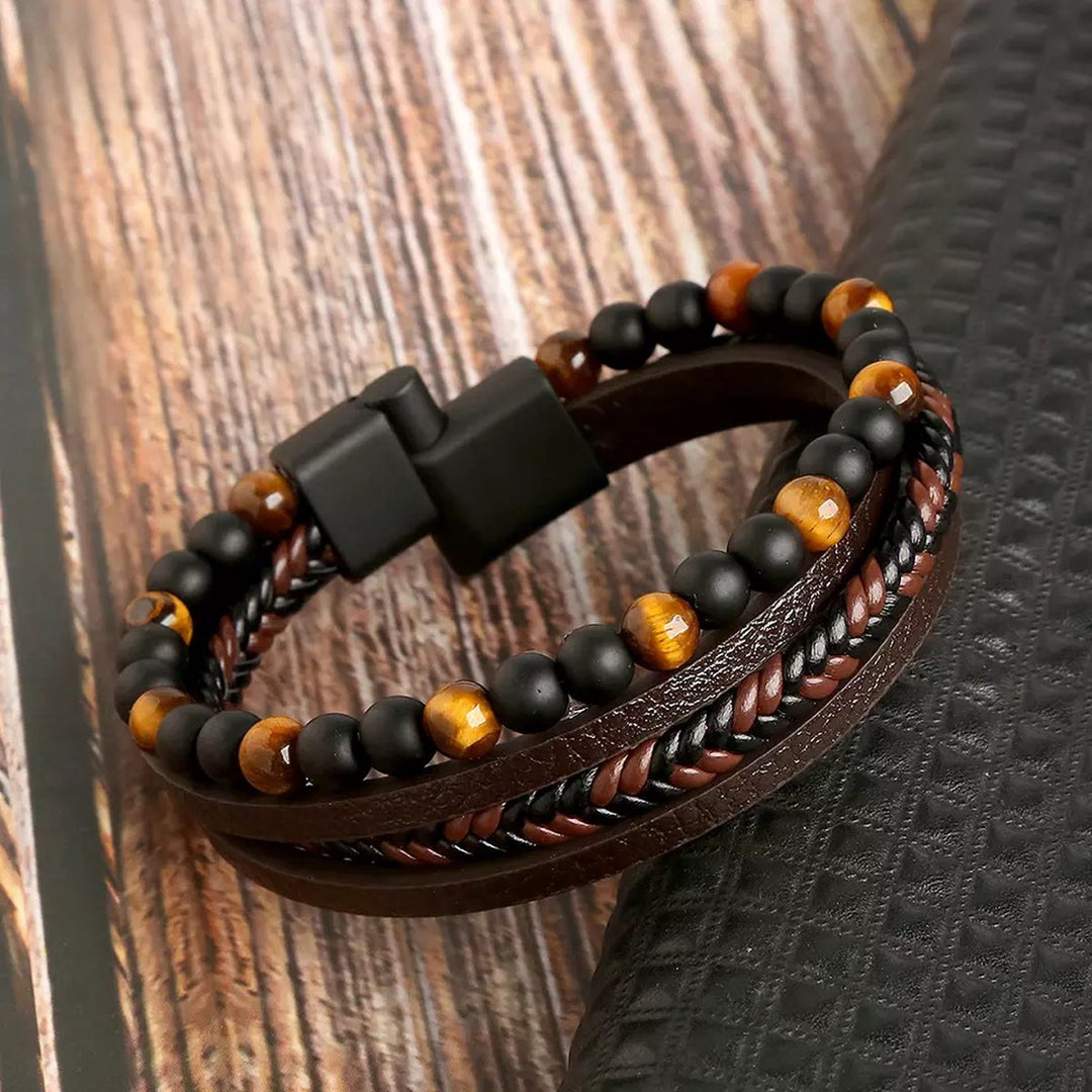 Hochwertiges Leder Herren-Armbandset, eleganter Männerschmuck, ein perfektes Accessoire.