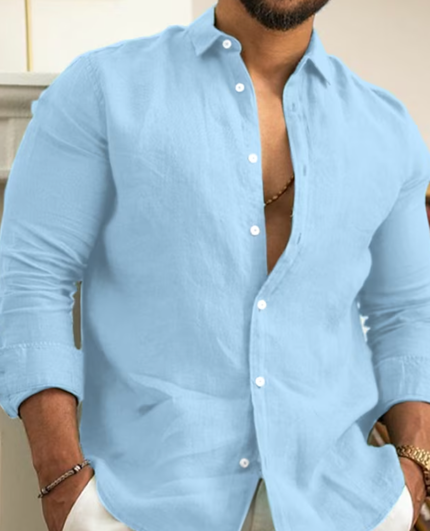 Luftiges Kurzarmhemd Leon für Herren, aus Leinen, bietet Komfort und Eleganz im Sommer.