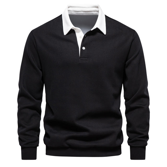 Klassisches Herren Langarm Poloshirt, ideal als modisches Oberteil für Büro & elegante Freizeit.