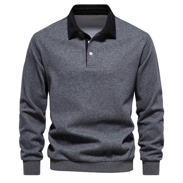 Stilvolles Herren Langarm Poloshirt, perfekt für Business Casual, Büro & Freizeit-Looks. Basic Pullover.