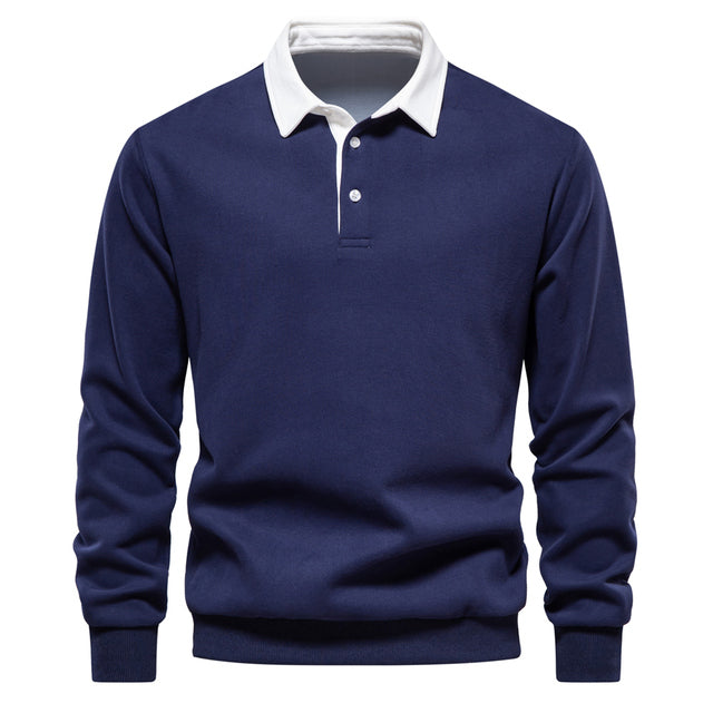Vielseitiges Herren Langarm Poloshirt, als Oberteil für Business Casual, Büro & entspannte Freizeit. Elegant.