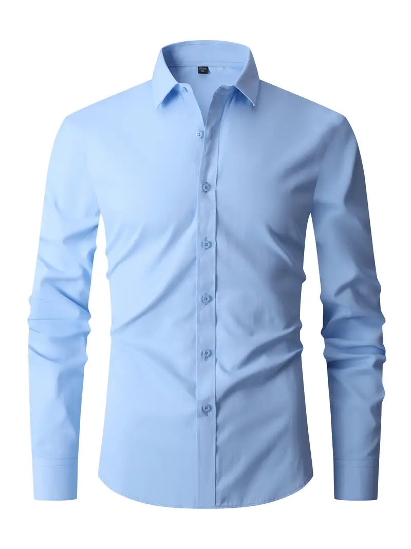 Schwarzes, elegantes Langarmhemd für Herren, modern geschnitten; perfekt für stilvolle Anlässe.