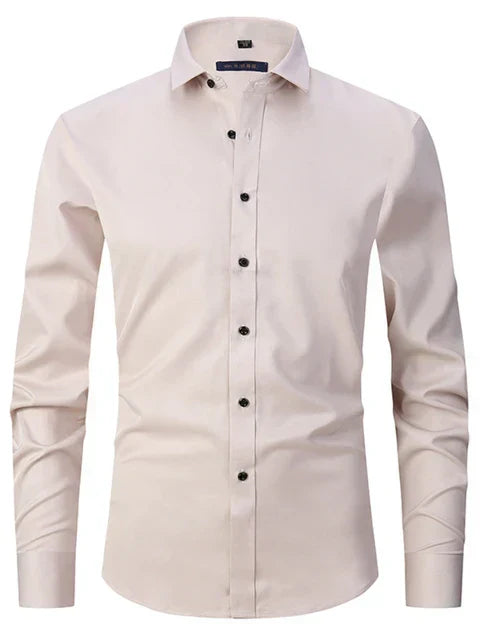 Komfortables Langarm-Hemd für Herren, knitterfrei und dehnbar, perfekt für Frühling und Sommer.