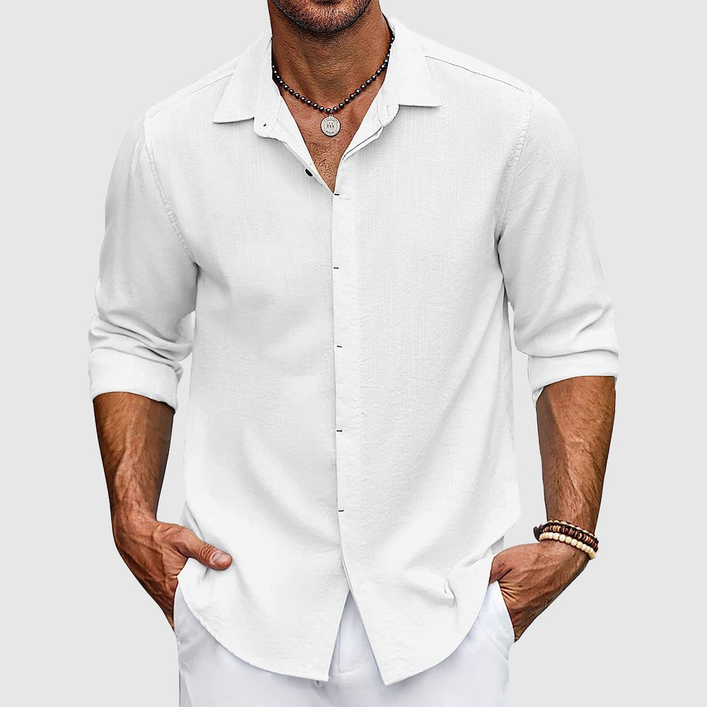 Stilvolles Herren Langarmhemd, vielseitig für Reise, Strand oder lässige Freizeitlooks. Modern & bequem.