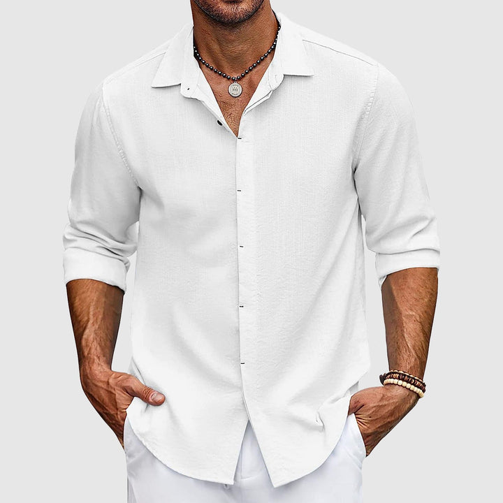 Stilvolles Herren Langarmhemd, vielseitig für Reise, Strand oder lässige Freizeitlooks. Modern & bequem.
