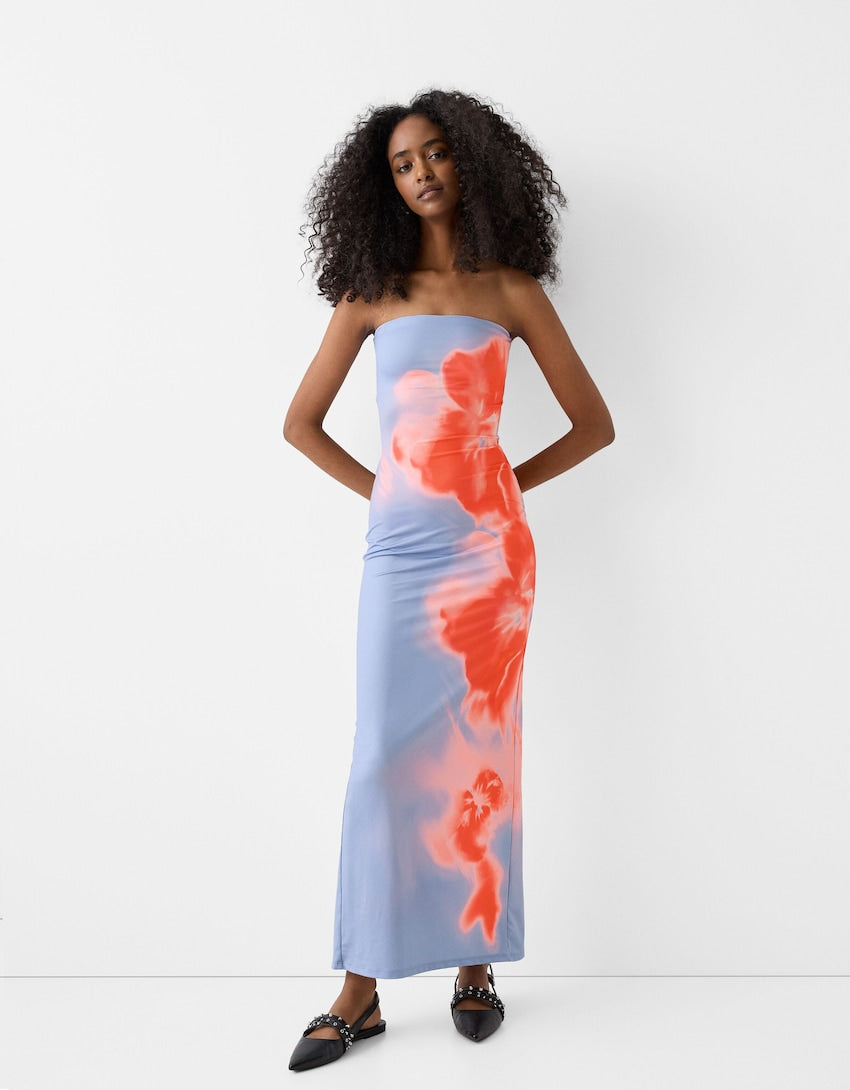 Elegantes, leichtes, trägerloses Damen Maxikleid für den Sommer, perfekt für Urlaub & Freizeit.