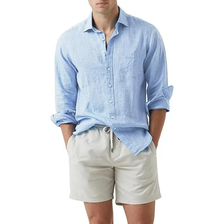 Elegantes, luftiges Herren Langarm-Sommerhemd für Business Casual oder Freizeit, ideal für warme Tage.