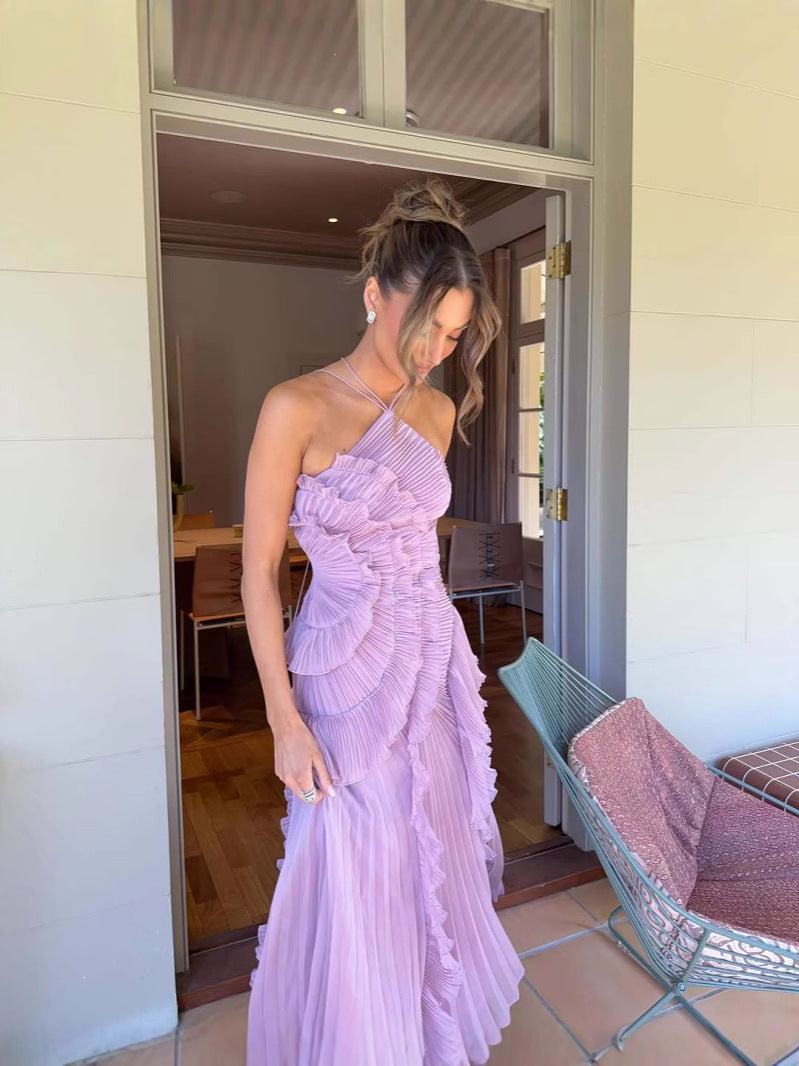Damen Maxikleid mit V-Ausschnitt, luftig & elegant, ideal für Sommerpartys & Freizeit.