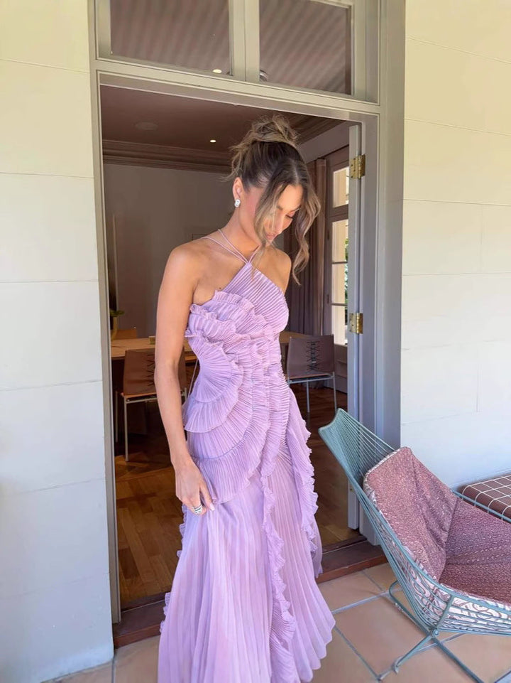 Damen Maxikleid mit V-Ausschnitt, luftig & elegant, ideal für Sommerpartys & Freizeit.