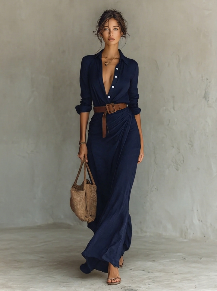 Fließendes, langes Damen Maxikleid, das mühelose Eleganz und hohen Tragekomfort bietet.