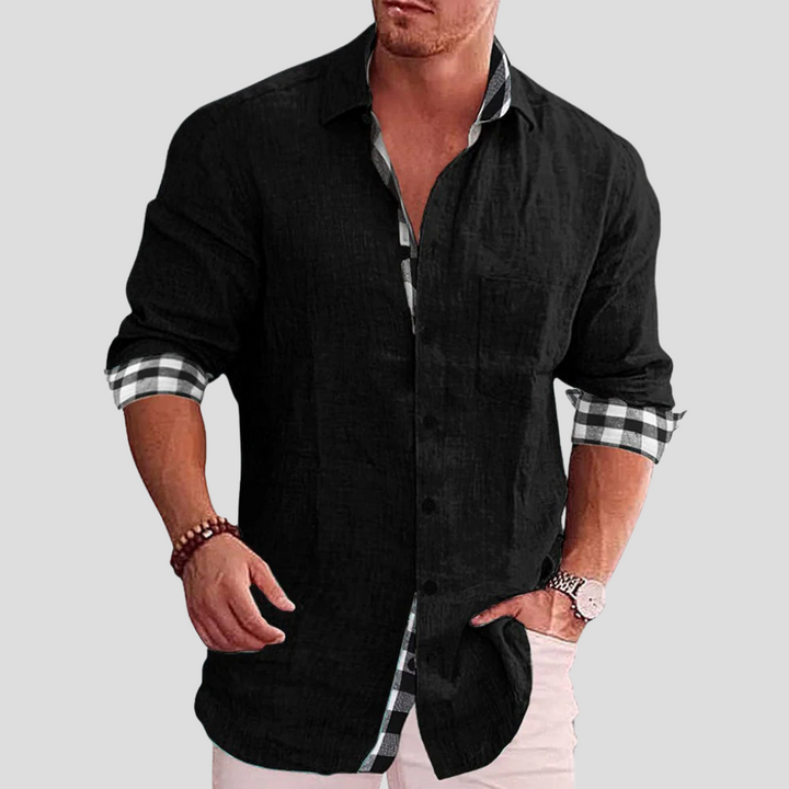 Elegantes Männer Langarmhemd Connor mit Knopfleiste für Business & Freizeit. Vielseitiges Regular Fit Herrenhemd.