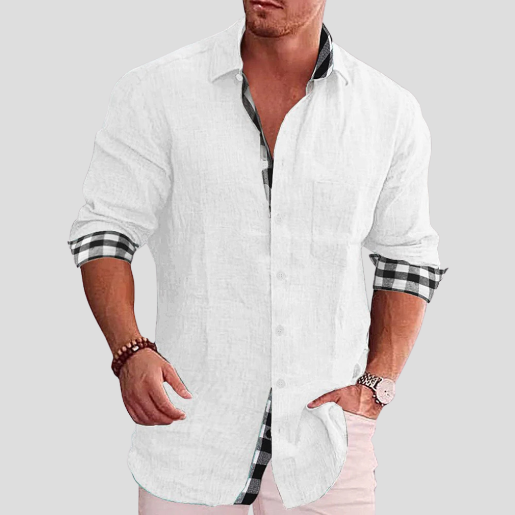 Casual Freizeithemd Connor mit Langarm und Knopfleiste. Bequemes Männerhemd mit Brusttaschen für den Alltag.