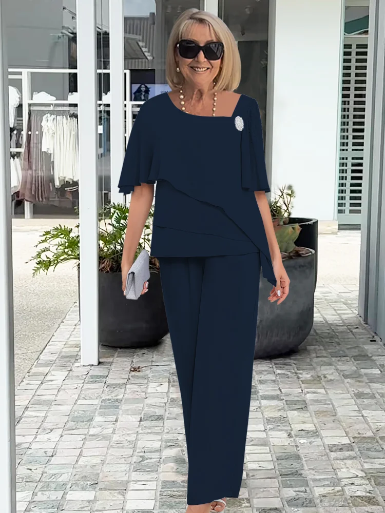 Stilvolles, komfortables Damen Zweiteiler-Set in Blau; ideal für Freizeit und elegante Anlässe, Polyester-Mix.