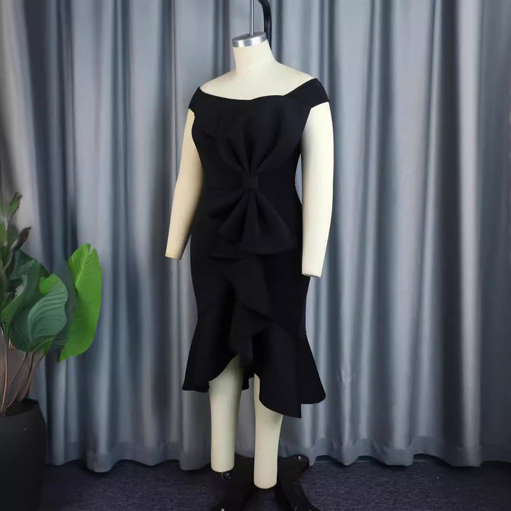 Festliches Damenkleid elegant für besondere Anlässe. Off-Shoulder Rüschenkleid als Abend- oder Cocktailkleid.