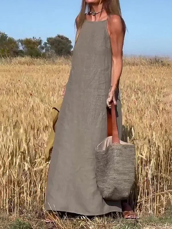 Elegantes ärmelloses Damen Maxikleid, ideal für Sommer, Freizeit & Urlaub. Langes, bequemes Strandkleid.