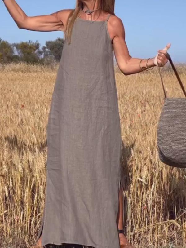 Zeitloses ärmelloses Damen Maxikleid. Langes Sommerkleid, perfekt als elegantes Freizeit- oder Strandkleid.