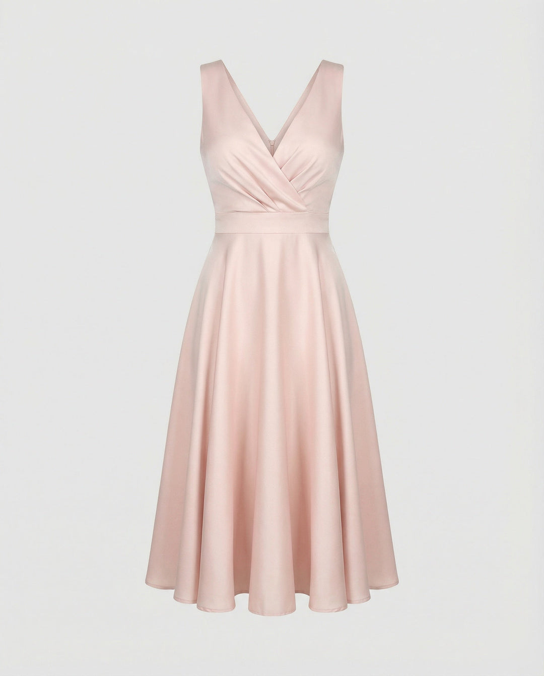 Modisches A-Linien Cocktailkleid für Damen, Midi-Länge, ärmellos, schmeichelhafter V-Ausschnitt, für Partys.