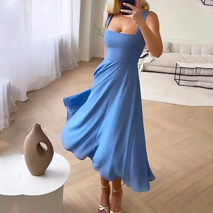 Ärmelloses Damen-Sommerkleid in unifarben. Elegantes Freizeitkleid für Frauen, ideal als Partykleid. Klassisch & modisch.