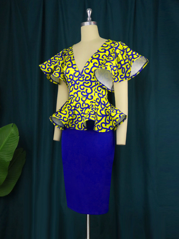 Schickes, schulterfreies Damen Peplum-Top mit Blumenprint, ideal für Freizeit und festliche Anlässe im Frühling/Sommer.