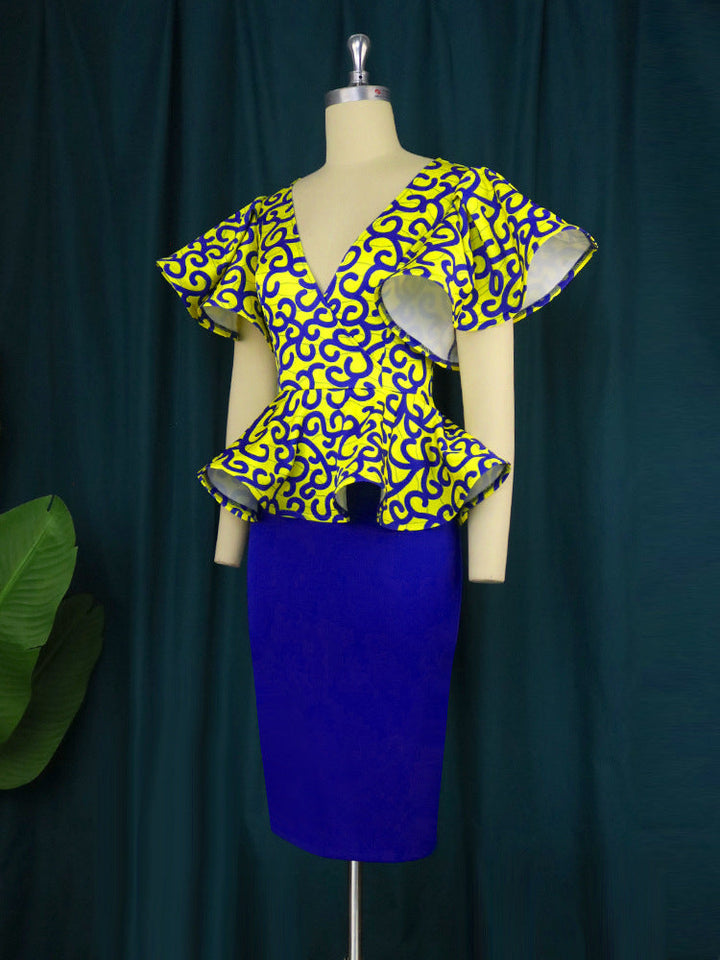Schickes, schulterfreies Damen Peplum-Top mit Blumenprint, ideal für Freizeit und festliche Anlässe im Frühling/Sommer.