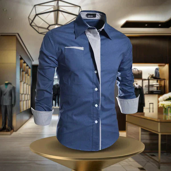 Elegantes schwarzes Herren Langarmhemd für Business & Freizeit; klassisch, komfortabel & pflegeleicht. Vielseitige Herrenmode.
