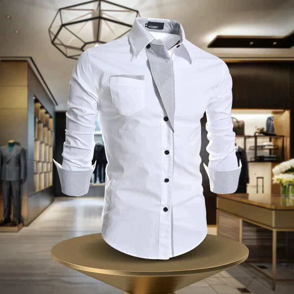 Klassisches weißes Herrenhemd, Langarm, perfekt für Business & elegante Anlässe. Zeitloses Design & hoher Tragekomfort.