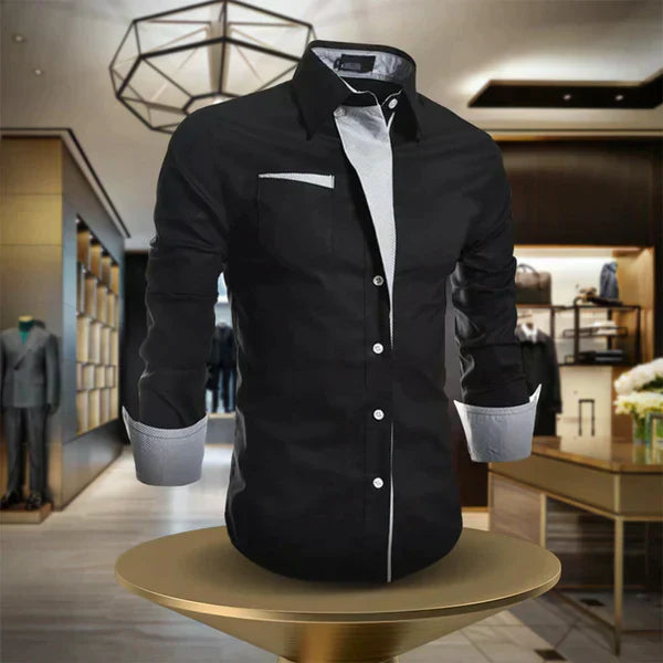 Vielseitiges Herrenhemd in Schwarz, Rot oder Weiß. Elegantes Langarmhemd, pflegeleicht & ideal für jeden Anlass.