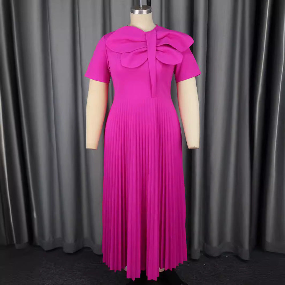 Stilvolles plissiertes Damen Midikleid mit Schleife, perfekt als Cocktailkleid oder elegantes Abendkleid.
