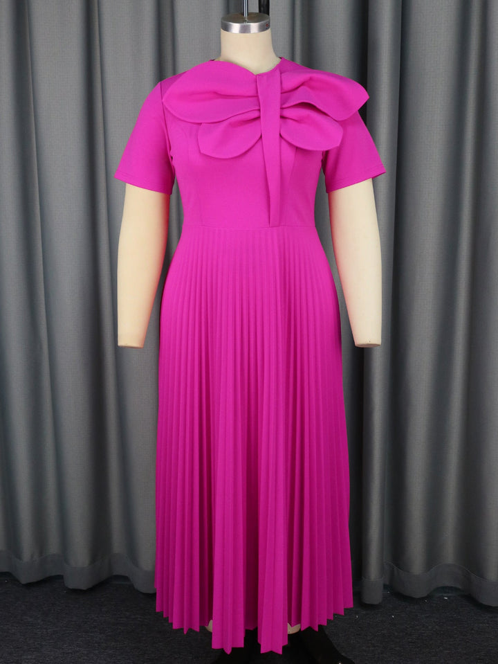 Elegantes Damenkleid in Midilänge mit stilvoller Schleife, perfekt für Hochzeiten, Feiern und Empfänge.
