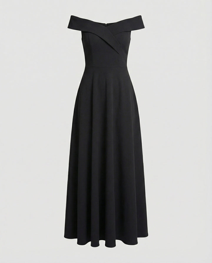 Blaues Damen Off-Shoulder Abendkleid im Catwalk-Stil, langes Gala-Kleid für Hochzeiten & festliche Events.