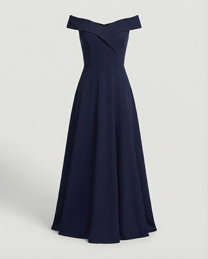 Festliches Damen Abendkleid, Off-Shoulder, langer Schnitt, elegant & modern, ideal für Gala & Hochzeit.