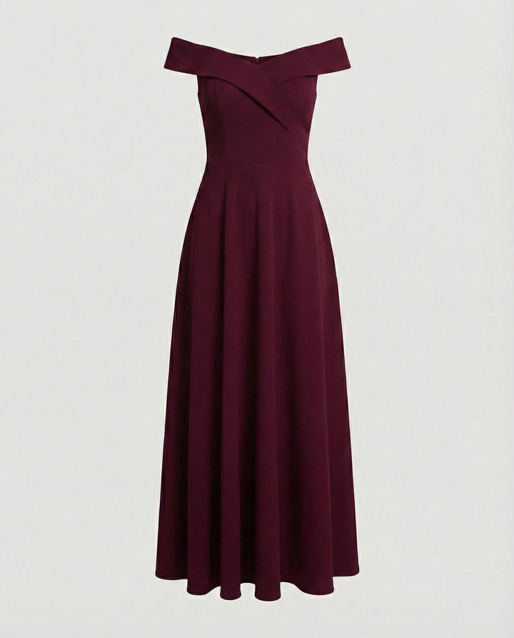 Elegantes Damen Abendkleid, lang & Off-Shoulder, vielseitig für Gala, Hochzeit & festliche Abendmode geeignet.