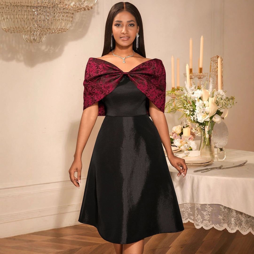 Elegantes schwarzes Off-Shoulder Cocktailkleid für Damen, ideal für festliche Anlässe und Abendmode.