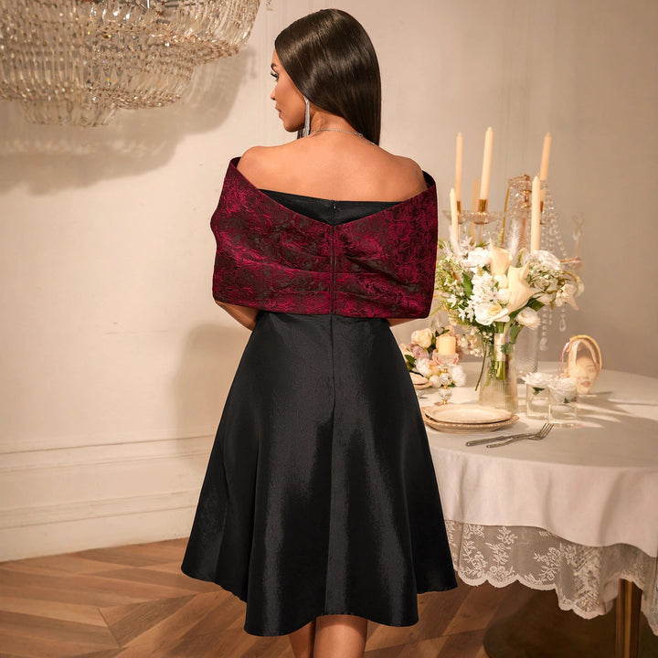 Festliches schwarzes Damenkleid, Off-Shoulder Cocktailkleid elegant für Abende und Feiern.