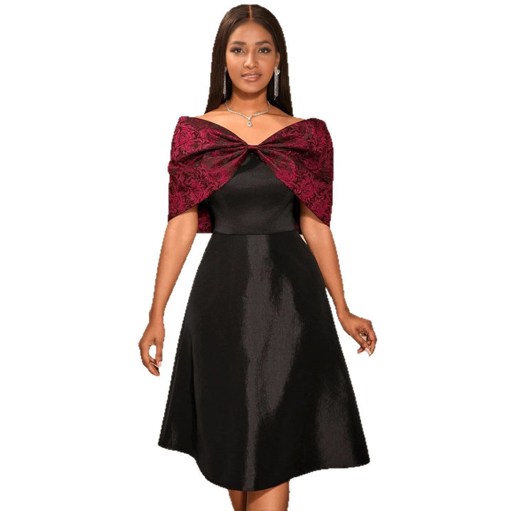Schickes schwarzes Off-Shoulder Cocktailkleid, elegantes Damen Abendkleid für festliche Events.