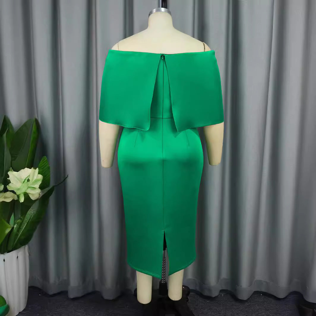 Modisches Damen Midikleid in Schwarz mit eleganter Off-Shoulder-Linie und großer Schleife für besondere Anlässe.