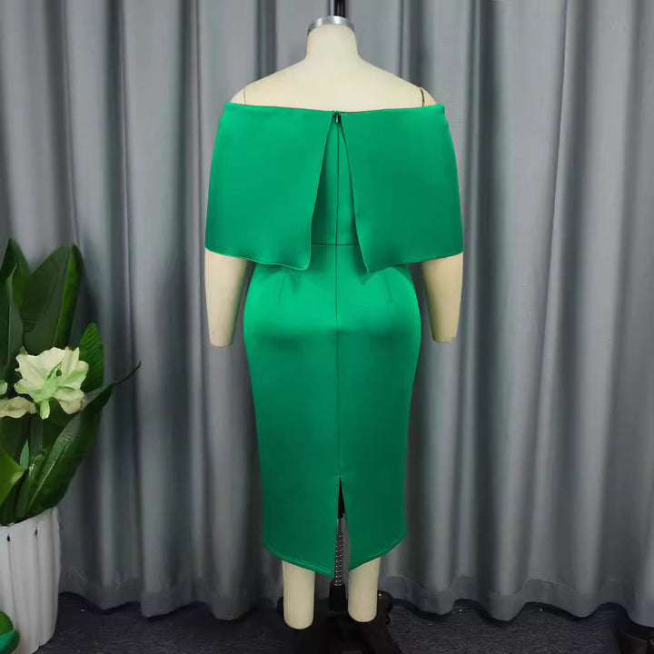 Modisches Damen Midikleid in Schwarz mit eleganter Off-Shoulder-Linie und großer Schleife für besondere Anlässe.