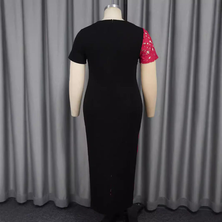 Zeitloses Damen-Spitzenkleid in Schwarz. Elegantes Kurzarmkleid mit Rüschensaum, perfekt für Abende.